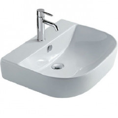 Раковина GALASSIA M2, EDEN 5208 подвесная с тремя отверстиями с переливом цвет белый глянцевый