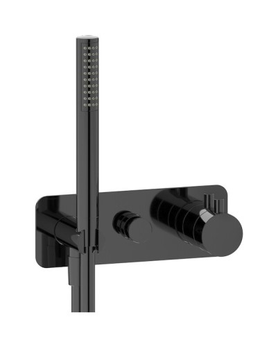 Внешняя часть настенного встраиваемого смесителя - термостата для душа с переключателем на 2 потребителя и ручным душем IBRUBINETTI MILANOTORINO EMT613