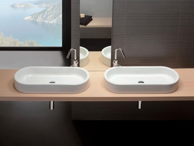 Раковина HATRIA AREA Y0UF01 накладная без отверстия без перелива цвет белый