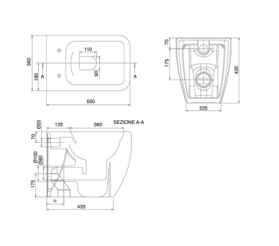 Унитаз Scarabeo TEOREMA 2.0 напольный приставной безободковый цвет белый с антибактериальным и грязеотталкивающим покрытием BIOKER 5138/CL BK