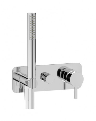 Внешняя часть настенного встраиваемого смесителя для душа с переключателем на 2 потребителя и ручным душем IBRUBINETTI MILANOTORINO EMT313