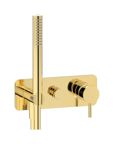 Внешняя часть настенного встраиваемого смесителя для душа с переключателем на 2 потребителя и ручным душем IBRUBINETTI MILANOTORINO EMT313