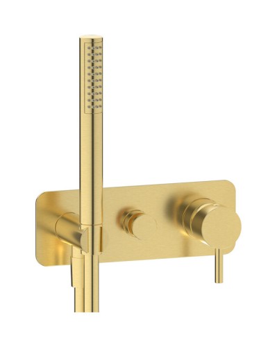 Внешняя часть настенного встраиваемого смесителя для душа с переключателем на 2 потребителя и ручным душем IBRUBINETTI MILANOTORINO EMT313