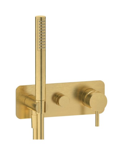 Внешняя часть настенного встраиваемого смесителя для душа с переключателем на 2 потребителя и ручным душем IBRUBINETTI MILANOTORINO EMT313