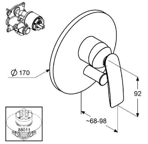 Смеситель KLUDI BALANCE 526509175 для ванны и душа встраиваемый внешняя часть с переключателем воды