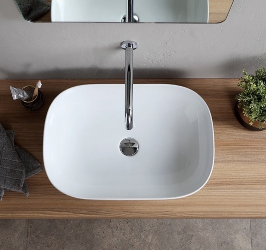 Раковина Scarabeo GLAM встраиваемая сверху без перелива без отверстий цвет белый 1805