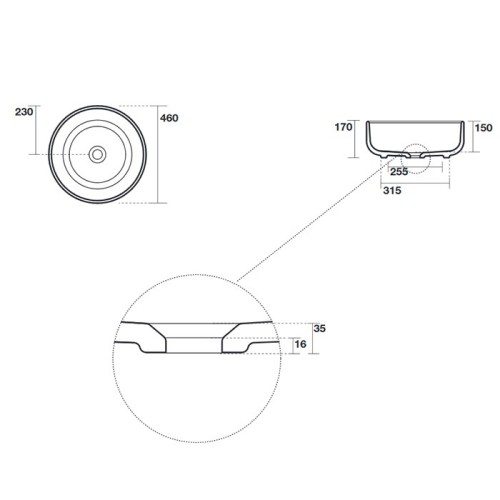Раковина KERASAN накладная без перелива без отверстий цвет белый матовый 430230