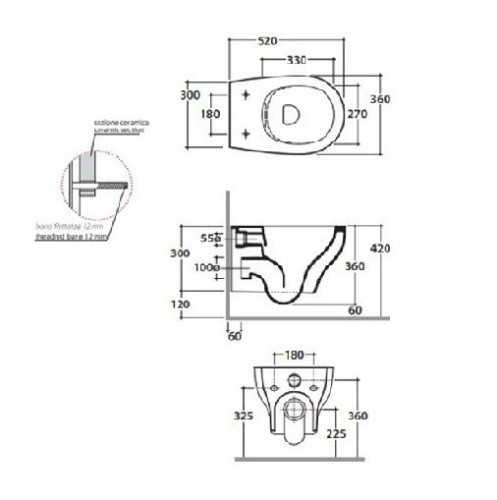 Унитаз GLOBO GRACE подвесной безободковый цвет белый GRS03BI