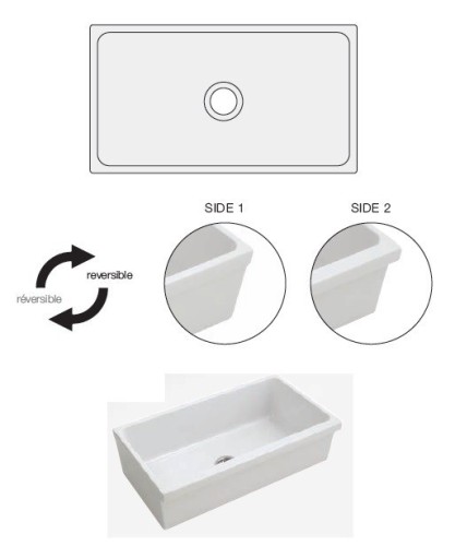 Кухонная мойка SIMAS LAVABI накладная глазированная с 4 сторон без отверстий цвет белый Q536