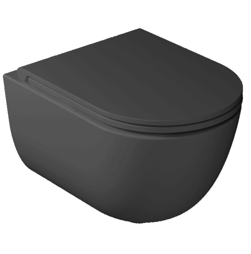 КОМПЛЕКТ Унитаз GALASSIA Dream KIT7334 NEMT подвесной, безободковый RIM, черный матовый с сиденьем с микролифтом 7330 NEMT