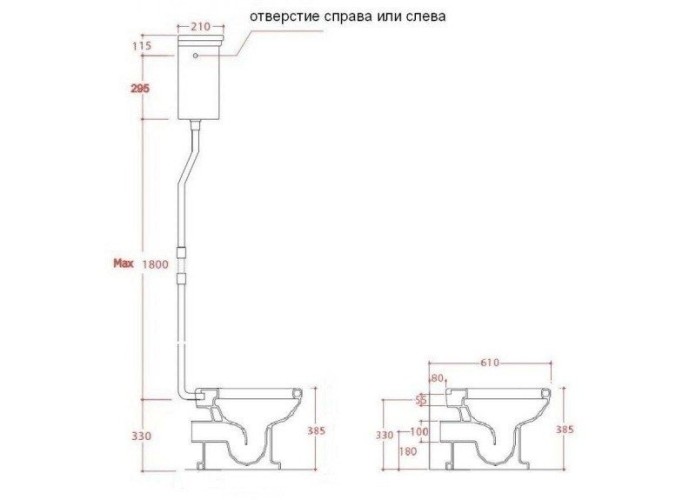 Унитаз Artceram Hermitage с бачком на высокой трубе слив в стену цвет белый/золото HEV003 01 00+HEC004 01 00+HEA006 73 1