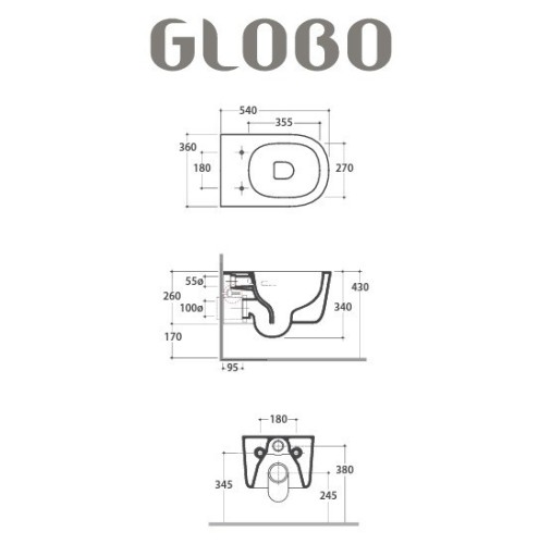 Унитаз GLOBO LALITA подвесной безободковый цвет белый LTS02BI
