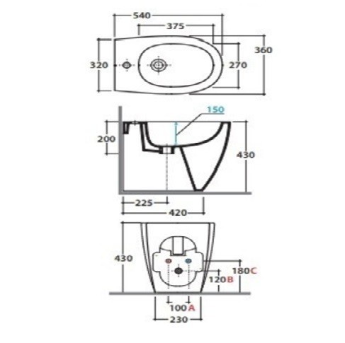 Биде GLOBO 4ALL Напольное приставное с одним отверстием цвет белый MD011BI