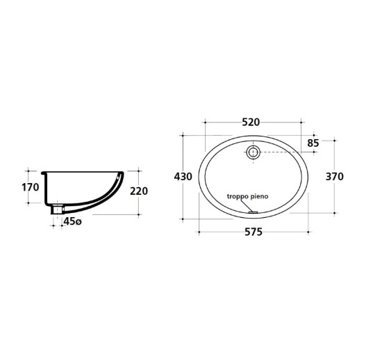 Раковина GALASSIA Denise 6002 - встраиваемая, белая
