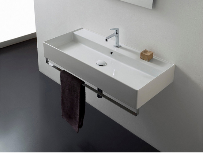 Раковина Scarabeo TEOREMA 2.0 подвесная или накладная с переливом с одним отверстием цвет белый 5106/R-100A