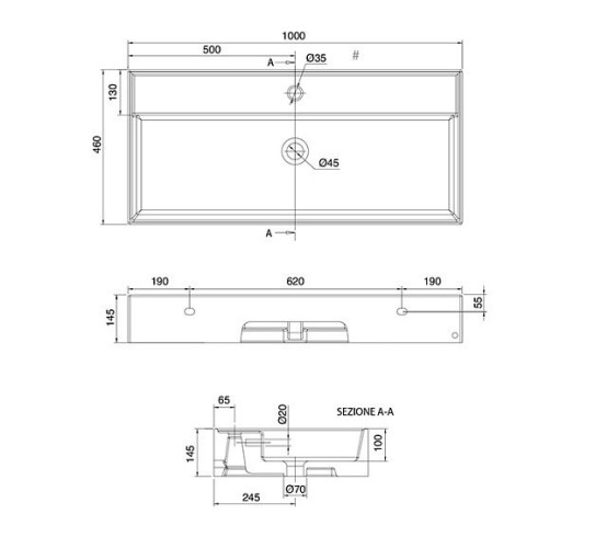 Раковина Scarabeo TEOREMA 2.0 подвесная или накладная с переливом с одним отверстием цвет белый 5106/R-100A