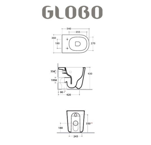 Унитаз GLOBO LALITA приставной цвет белый LT001BI