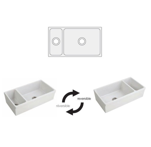 Кухонная мойка SIMAS LAVABI накладная двойная глазированная с 4 сторон без отверстий цвет белый Q542