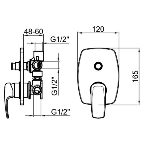 Смеситель для душа встраиваемый Webert Kimono KI860101015, хром
