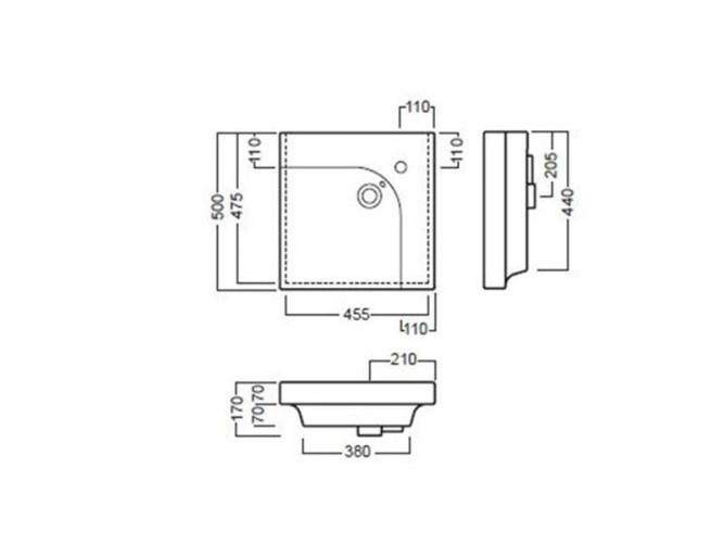 Раковина HATRIA GRANDANGOLO YXES01 подвесная или накладная с одним отверстием с переливом цвет белый