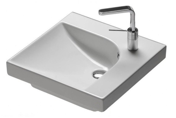 Раковина HATRIA GRANDANGOLO YXES01 подвесная или накладная с одним отверстием с переливом цвет белый