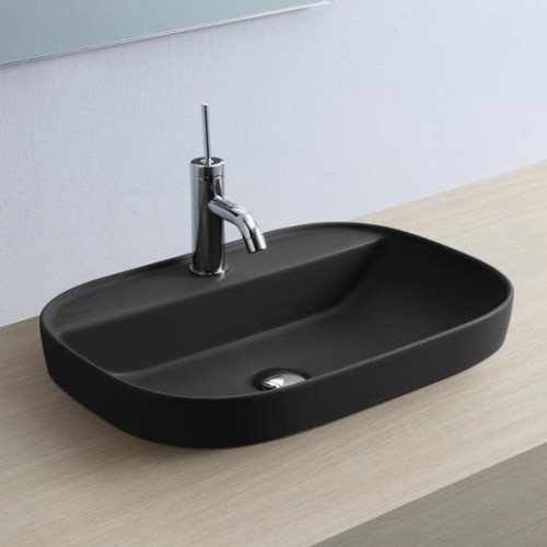Раковина Scarabeo GLAM встраиваемая сверху без перелива с одним отверстием цвет черный матовый 1810 49