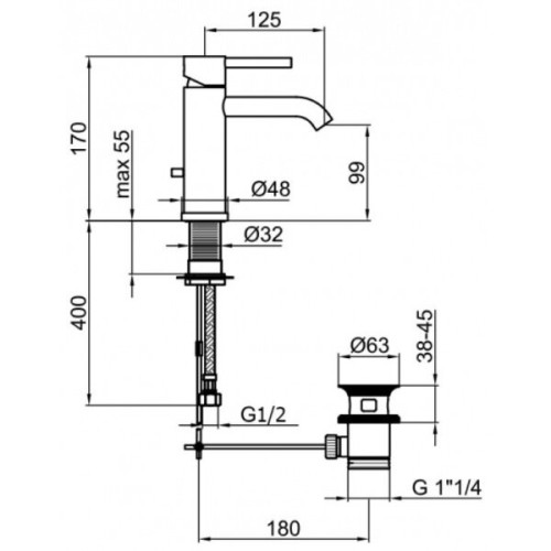 Смеситель для раковины Webert Elio EL830102015. хром