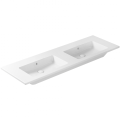 Раковина GALASSIA EDEN 7228  двойная подвесная или встраиваемая сверху без отверстий с переливом цвет белый глянцевый