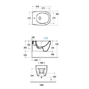 Биде GLOBO 4ALL подвесное с одним отверстием цвет белый MDS09BI