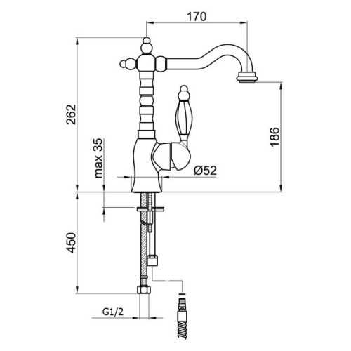 Смеситель для раковины Webert Alexandra AL831802065. бронза