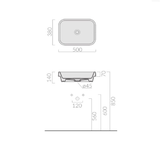 Раковина GALASSIA MEG11 5417 накладная без отверстий без перелива цвет белый глянцевый