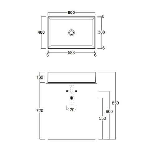 Раковина SIMAS AGILE накладная с одним отверстием эмалированная с 4 сторон цвет белый AG60