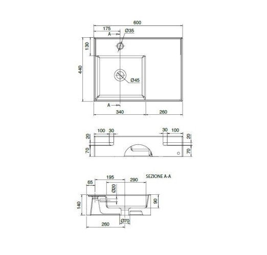 Раковина Scarabeo TEOREMA 2.0 подвесная или накладная с переливом с одним отверстием цвет белый с антибактериальным и грязеотталкивающим покрытием BIOKER 5114 BK