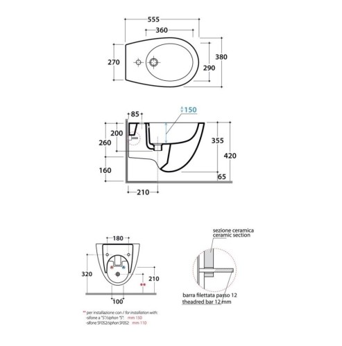 Биде GLOBO BOWL+ подвесное цвет белый SBS09BI