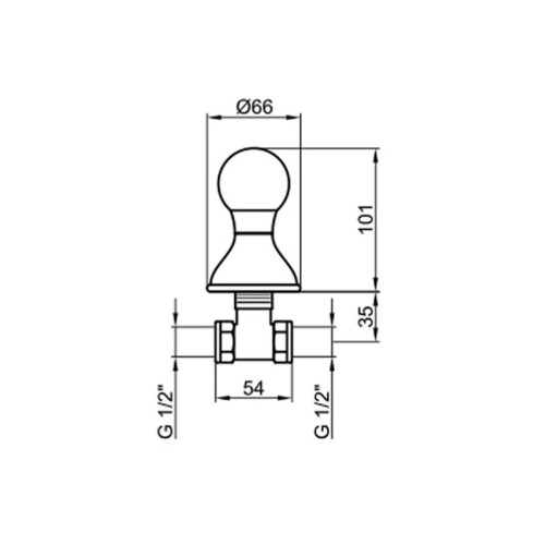 Запорный вентиль Webert Karenina KA690101017, хром/золото