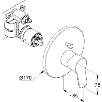 Смеситель KLUDI PURE&EASY 376570565 для ванны и душа встраиваемый внешняя часть с переключателем воды