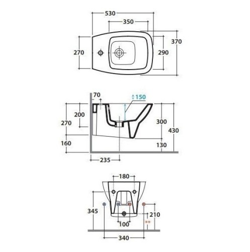 Биде GLOBO DAILY подвесное цвет белый DAS09BI