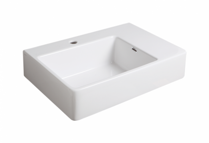 Раковина SIMAS LAVABI подвесная с одним отверстием слева с полкой слева цвет белый QU65S