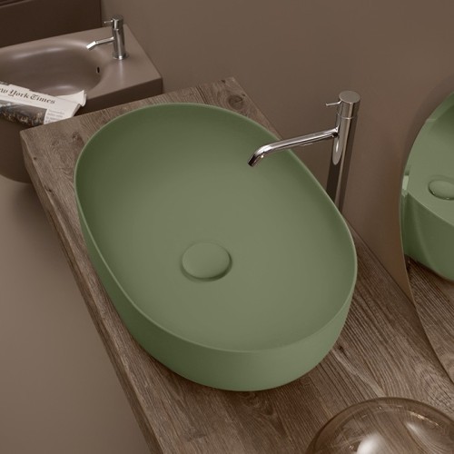 Раковина KERASAN накладная без перелива без отверстий цвет мятно-зеленый матовый 534311