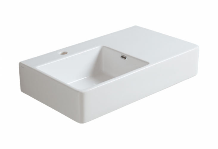 Раковина SIMAS LAVABI подвесная с одним отверстием слева с полкой слева цвет белый QU75S