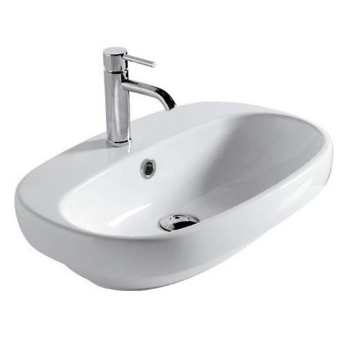 Раковина GALASSIA Ergo 7118 встраиваемая сверху с одним отверстием с переливом цвет белый глянцевый