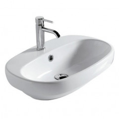 Раковина GALASSIA Ergo 7118 встраиваемая сверху с одним отверстием с переливом цвет белый глянцевый