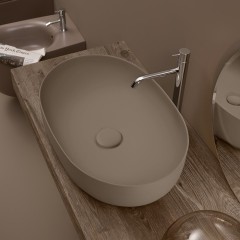 Раковина KERASAN накладная без перелива без отверстий цвет песочный матовый 534388