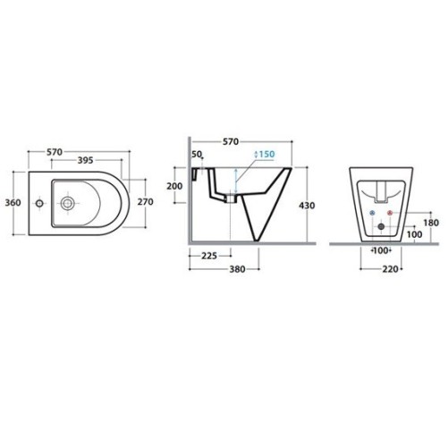 Биде GLOBO FORTY3 Напольное приставное с одним отверстием цвет белый FO009BI