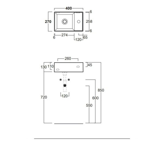 Раковина SIMAS AGILE подвесная или накладная с одним отверстием с полкой правой цвет белый AG40