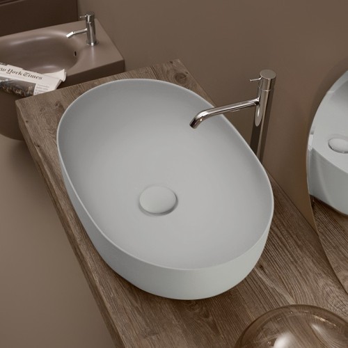 Раковина KERASAN накладная без перелива без отверстий цвет светло серый 534359