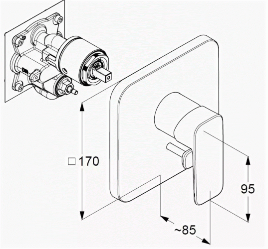 Смеситель KLUDI PURE&STYLE 406500575 для ванны и душа встраиваемый внешняя часть с переключателем воды