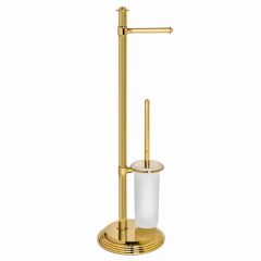 Стойка COLOMBO DESIGN HERMITAGE B3318.GOLD напольная с держателем туалетной бумаги и ершиком
