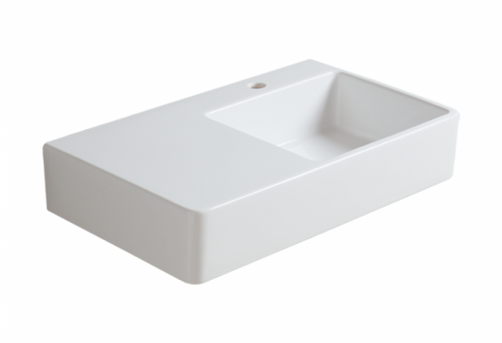 Раковина SIMAS LAVABI подвесная с одним отверстием справа с полкой справа цвет белый QU75D