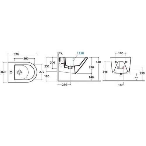 Биде GLOBO FORTY3 подвесное с одним отверстием цвет белый FOS10BI